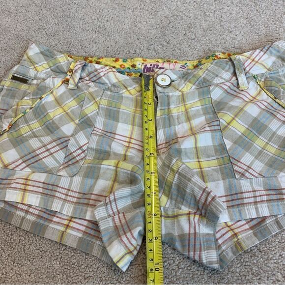 𝅺BILLABONG Tan yellow plaid check cargo shorts Sz 9 - Picture 7 of 9